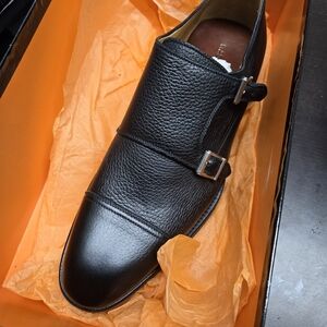 Magnanni Black Leather Double Monk Strap Shoes Sz 41 Or 8US